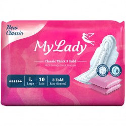نوار بهداشتی بالدار بزرگ ضخیم Classic 3 Fold مای لیدی 10 عددی