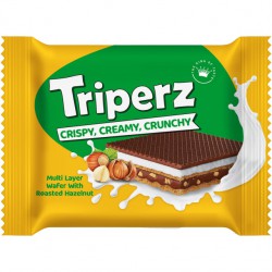 ویفر روکش دار کاکائویی با کرم شیرین فندقی تریپرز 25 گرمی