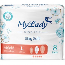 نوار بهداشتی بالدار بزرگ خیلی نازک Silky Soft مای لیدی 8 عددی